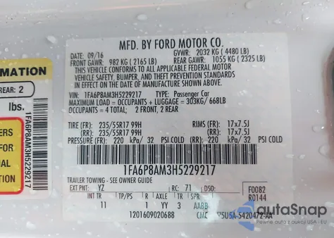 2017 Ford Mustang V6 from USA, damaged, VIN 1FA6P8AM3H5229217